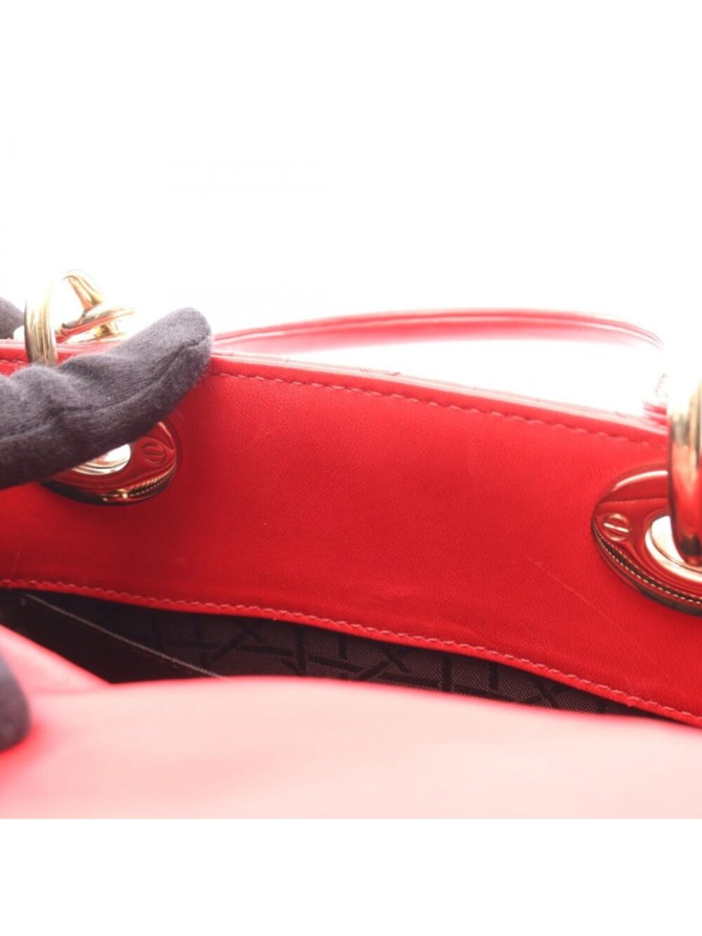 Dior Handbag Lady Dior MY Abcdior 2-Way Red Leather Cannage Tote Small - Picture 6 of 12